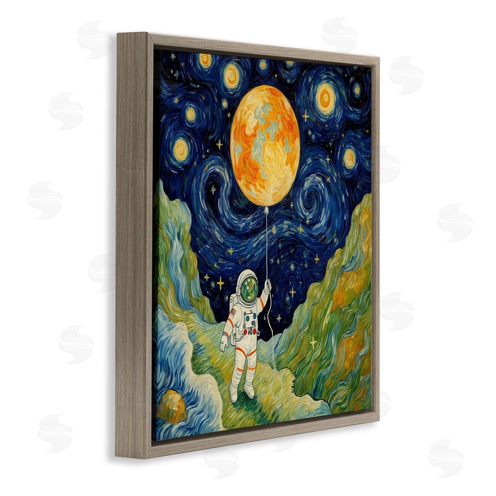 Angie Hawke Impressionist Astronaut in Space Brown Floating Frame Canvas Wall Art Print
