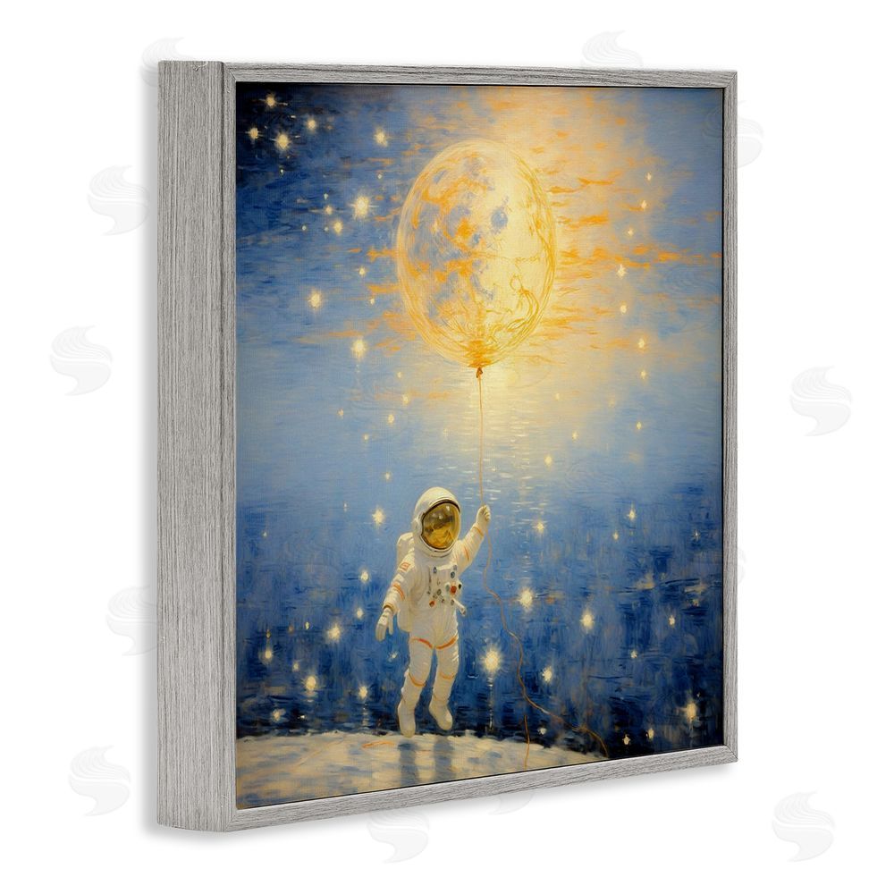 Angie Hawke Astronaut with Dreamy Cosmic Balloon Gray Framed Giclee Print Wall Art