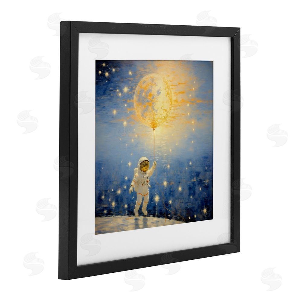 Angie Hawke Astronaut with Dreamy Cosmic Balloon Black Framed Print Under Glass Wall Art