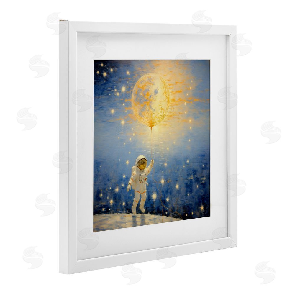 Angie Hawke Astronaut with Dreamy Cosmic Balloon White Framed Print Under Glass Wall Art