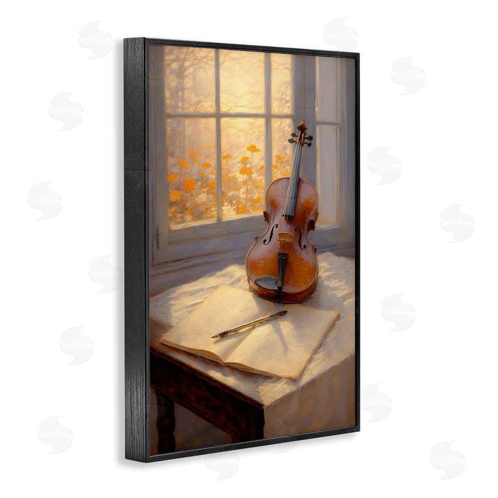 Angie Hawke Autumn Sunlit Violin Black Framed Giclee Wall Art Print