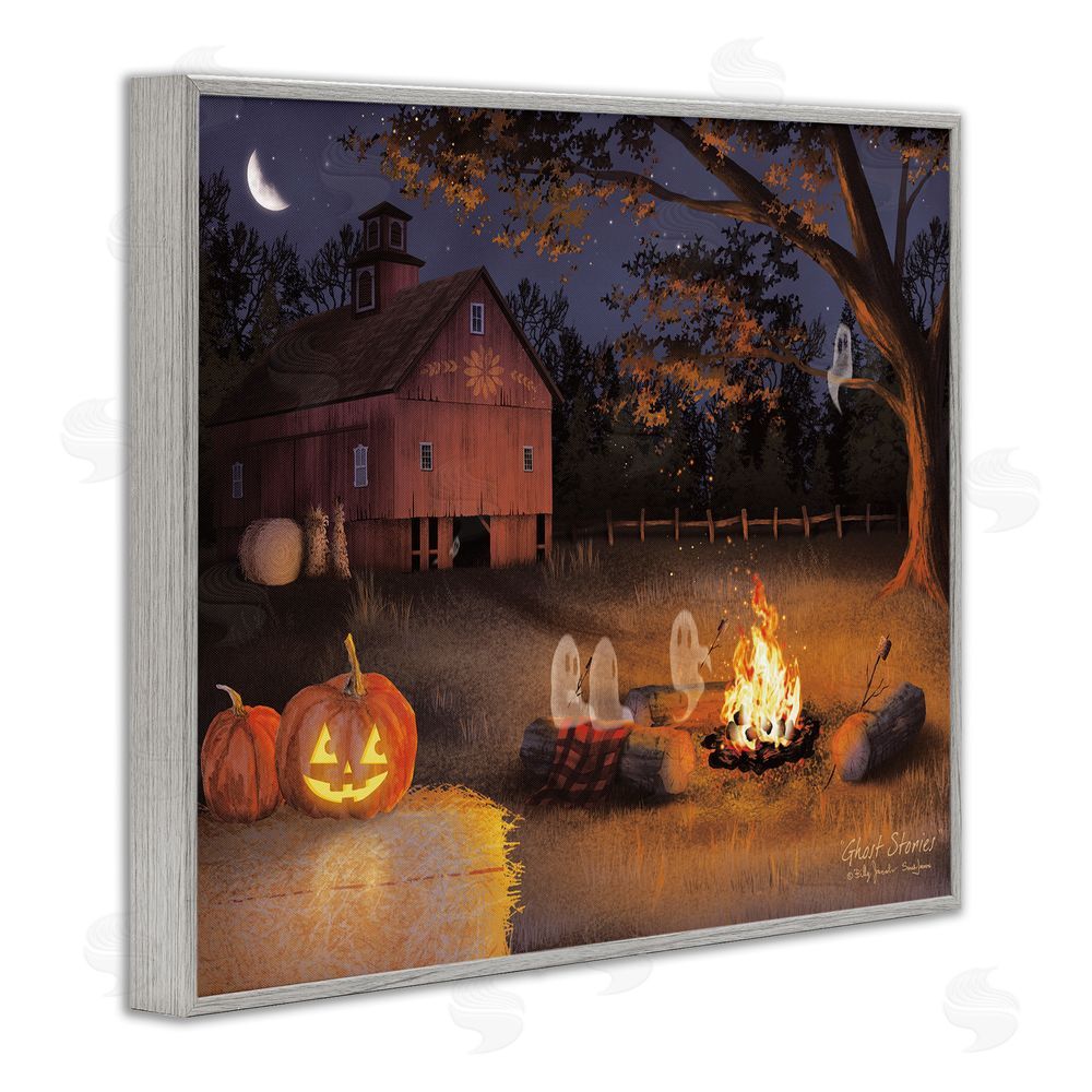 Billy Jacobs Spooky Ghosts & Autumn Campfire Gray Framed Giclee Wall Art Print