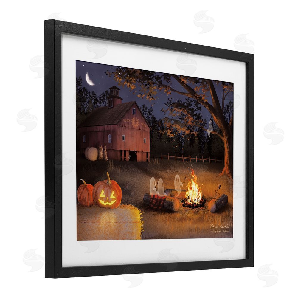 Billy Jacobs Spooky Ghosts & Autumn Campfire Black Framed Print Under Glass with White Mat Wall Art