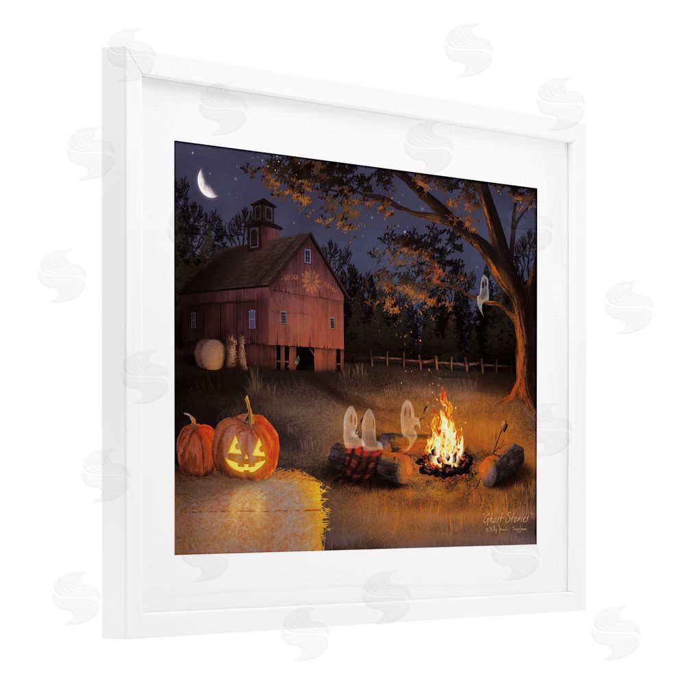 Billy Jacobs Spooky Ghosts & Autumn Campfire White Framed Print Under Glass with Mat Wall Art