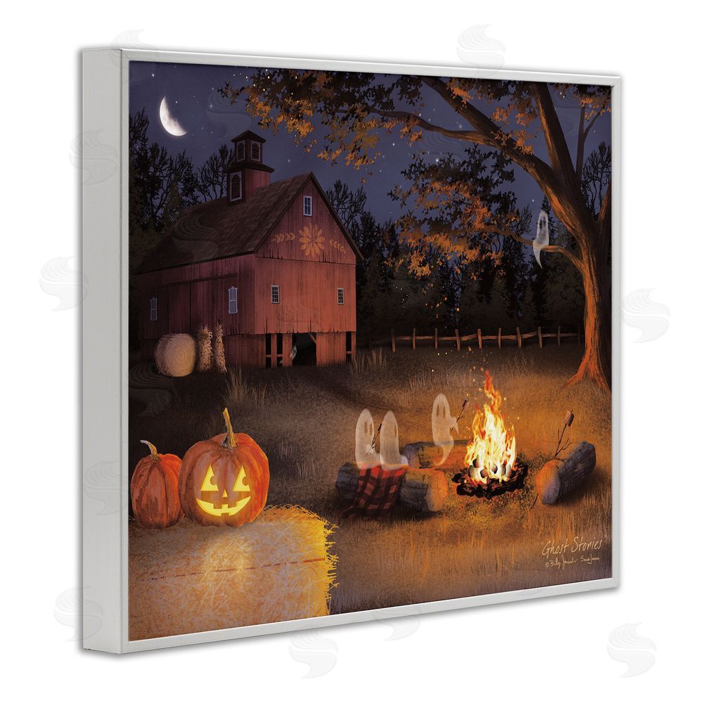 Billy Jacobs Spooky Ghosts & Autumn Campfire White Framed Giclee Wall Art Print