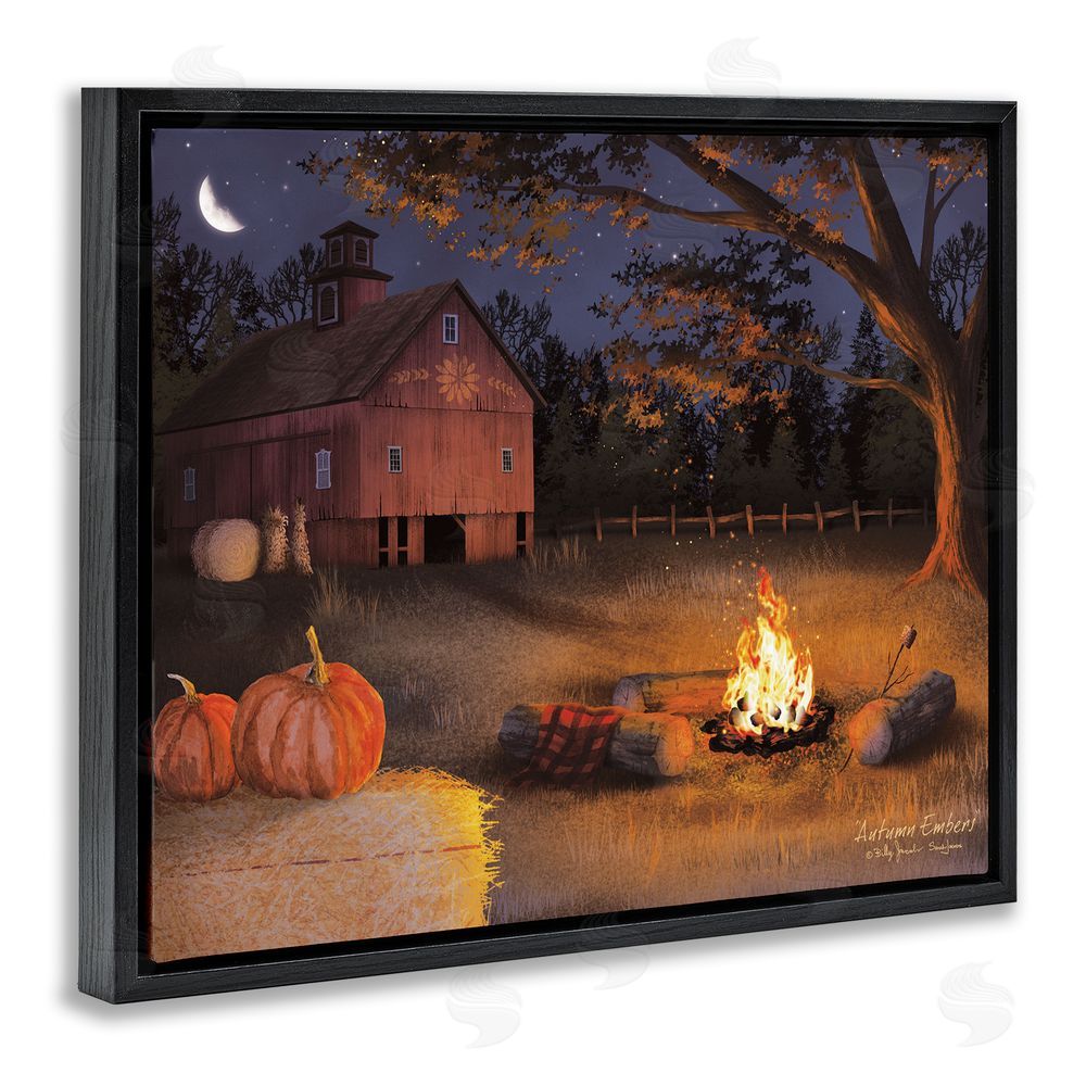 Billy Jacobs Autumn Campfire Embers Black Floating Frame Canvas Wall Art Print