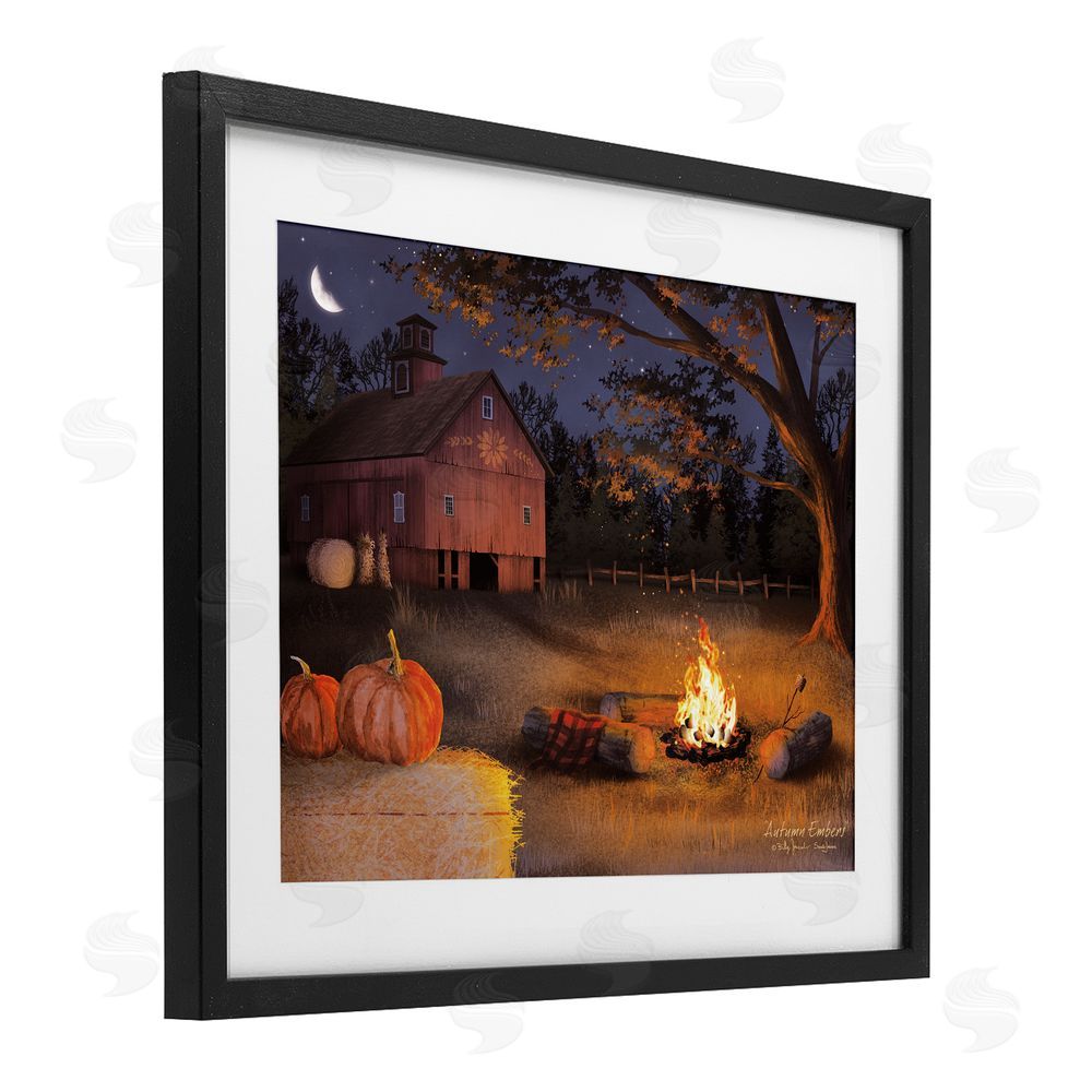Billy Jacobs Autumn Campfire Embers Black Framed Print Under Glass with White Mat Wall Art
