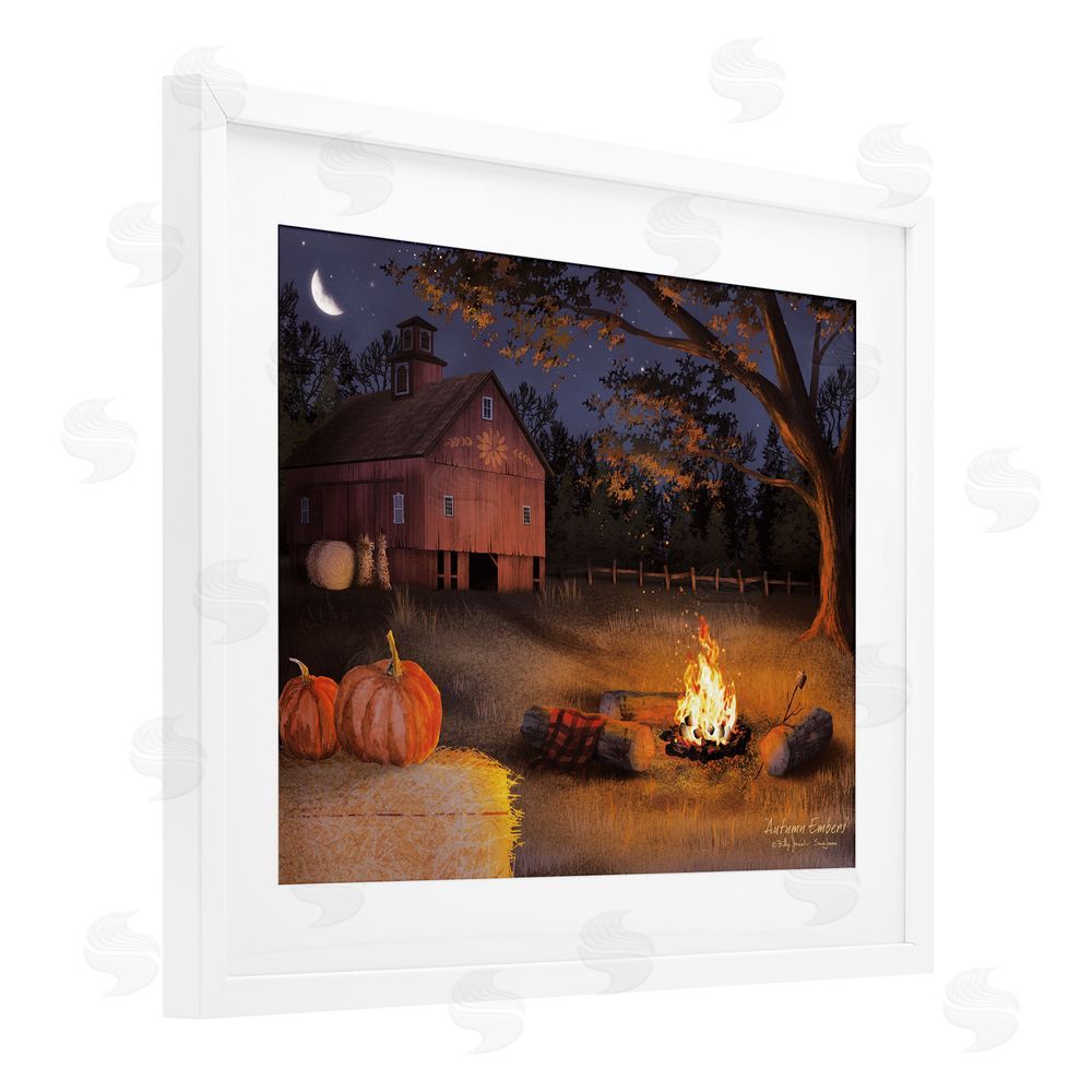 Billy Jacobs Autumn Campfire Embers White Framed Print Under Glass with Mat Wall Art