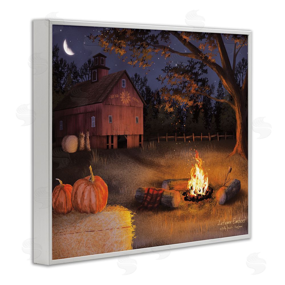 Billy Jacobs Autumn Campfire Embers White Framed Giclee Wall Art Print