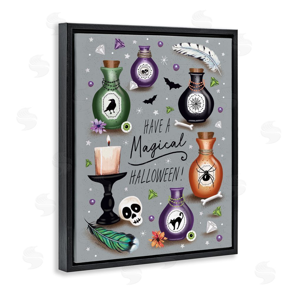 Elizabeth Tyndall Magical Halloween Potions Black Floating Frame Canvas Wall Art Print