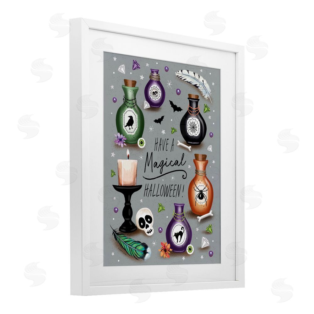 Elizabeth Tyndall Magical Halloween Potions White Framed Print Under Glass with Mat Wall Art