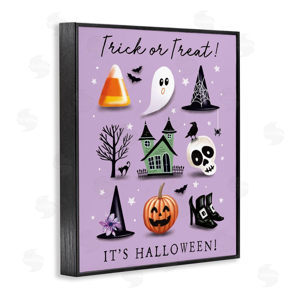 Elizabeth Tyndall Trick Or Treat It's Halloween Black Framed Giclee Wall Art Print