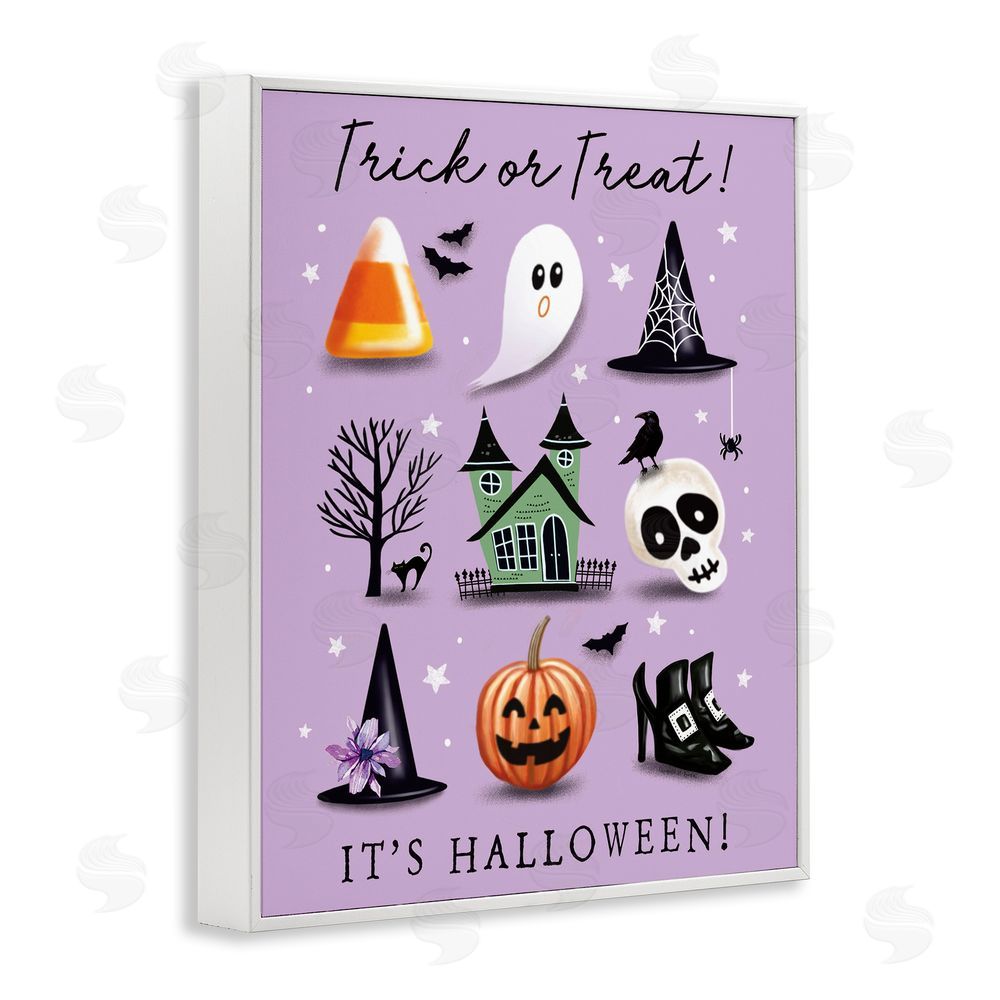 Elizabeth Tyndall Trick Or Treat It's Halloween White Framed Giclee Wall Art Print