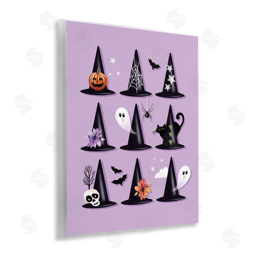 Elizabeth Tyndall Varied Witch Hats on Purple Wall Plaque Art Print