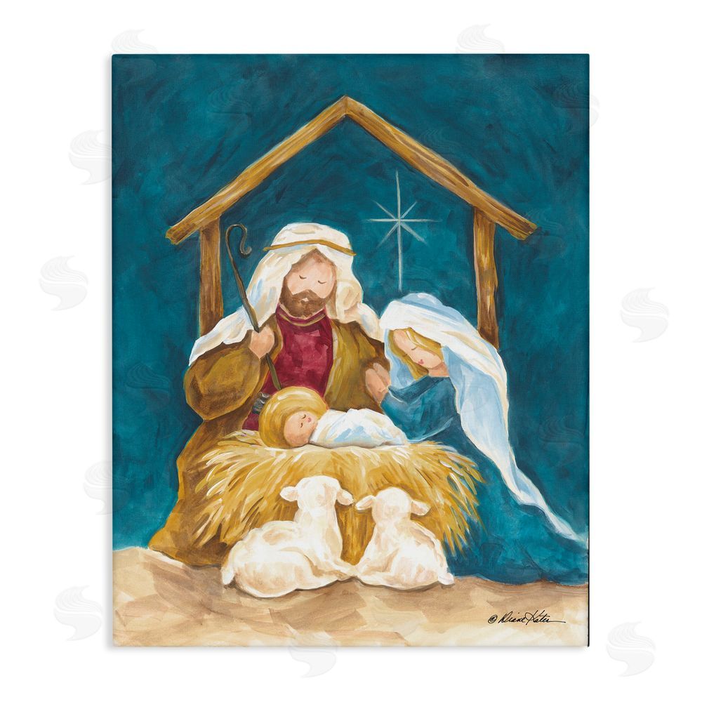 Diane Kater Comforting Nativity Painting Stretched Canvas Wall Art Print
