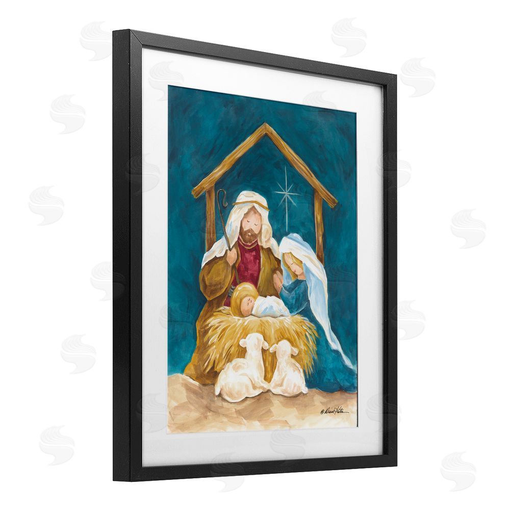 Diane Kater Comforting Nativity Painting Black Framed Print Under Glass Wall Art