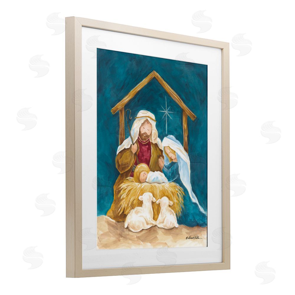 Diane Kater Comforting Nativity Painting Brown Framed Print Under Glass Wall Art