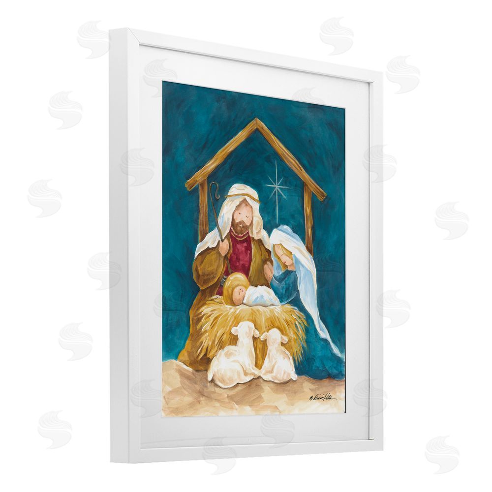 Diane Kater Comforting Nativity Painting White Framed Print Under Glass Wall Art