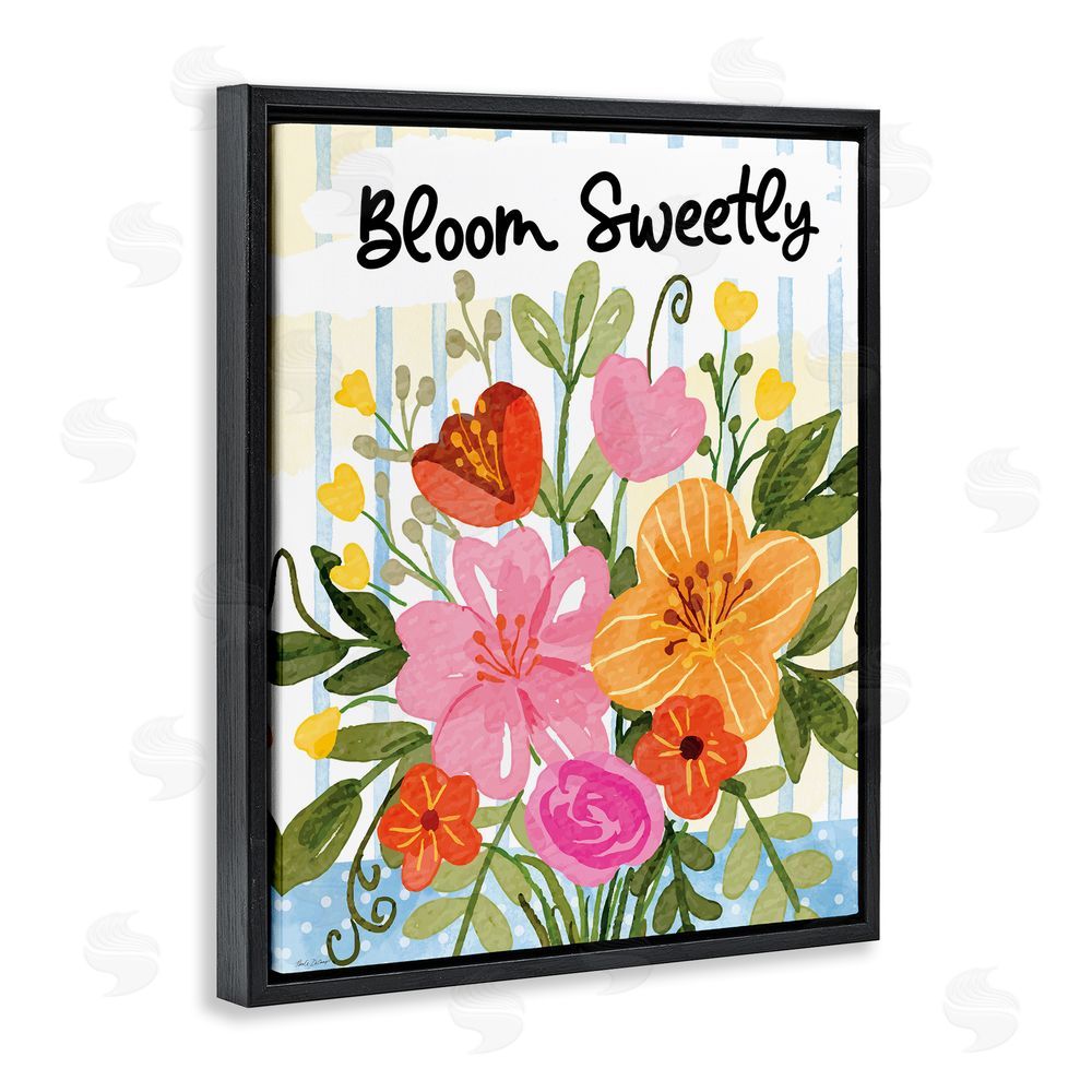 Nicole DeCamp Bloom Sweetly Bright Flowers Black Floating Frame Canvas Wall Art Print