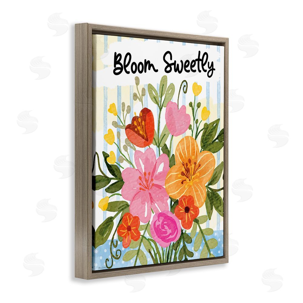 Nicole DeCamp Bloom Sweetly Bright Flowers Brown Floating Frame Canvas Wall Art Print