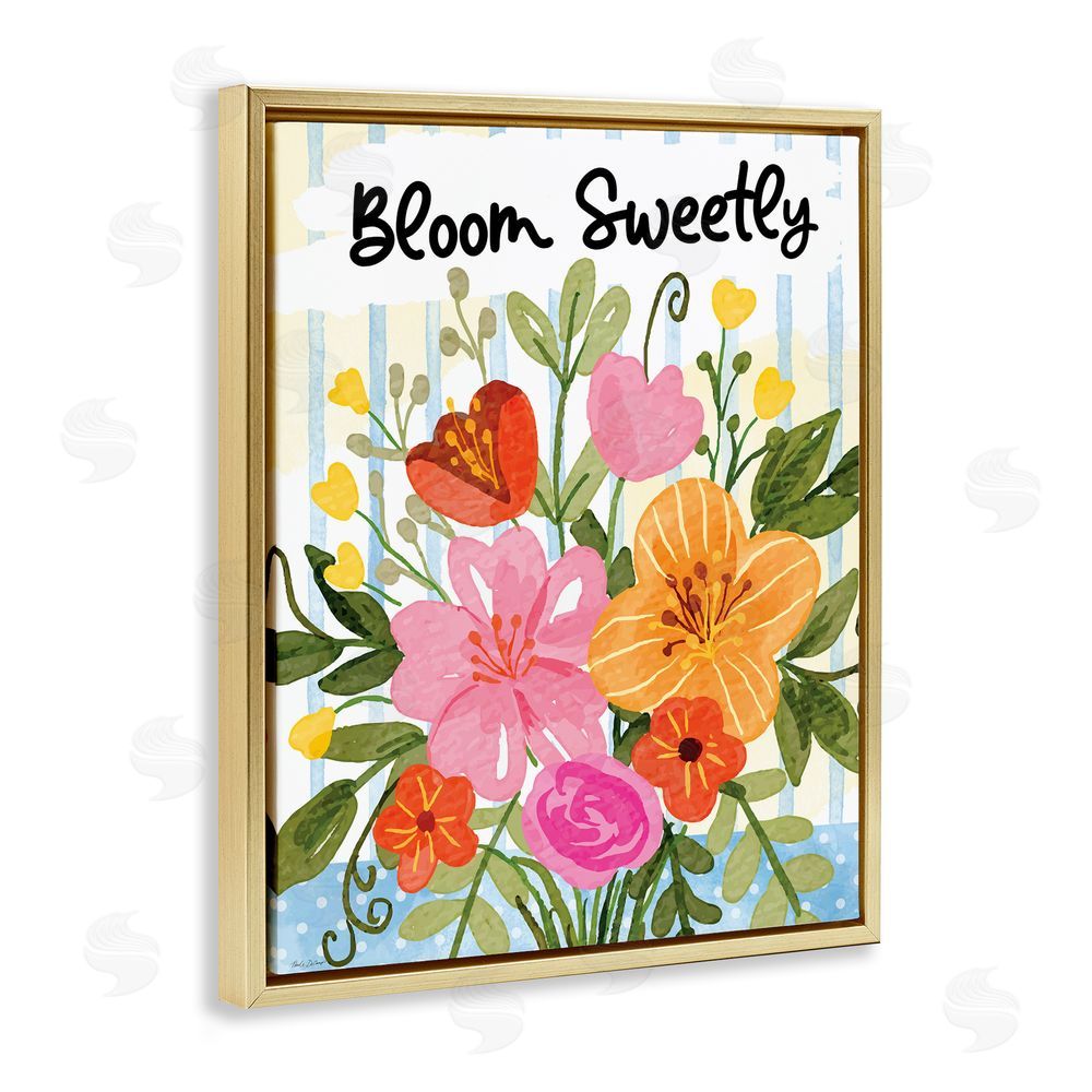 Nicole DeCamp Bloom Sweetly Bright Flowers Gold Floating Frame Canvas Wall Art Print