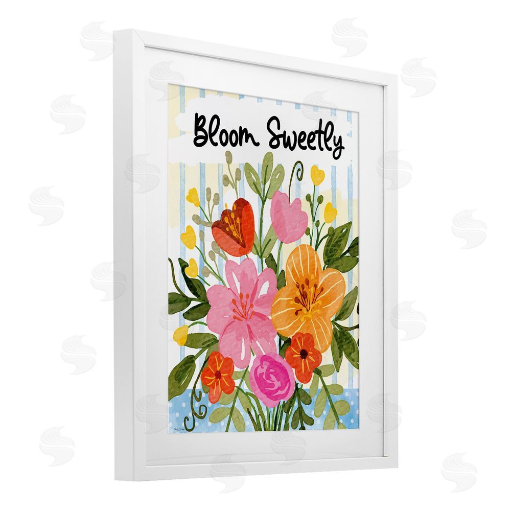 Nicole DeCamp Bloom Sweetly Bright Flowers White Framed Print Under Glass Wall Art