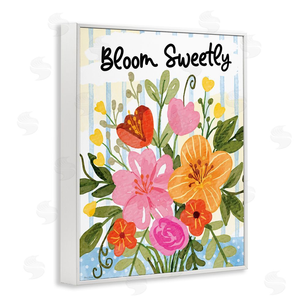 Nicole DeCamp Bloom Sweetly Bright Flowers White Framed Giclee Wall Art Print