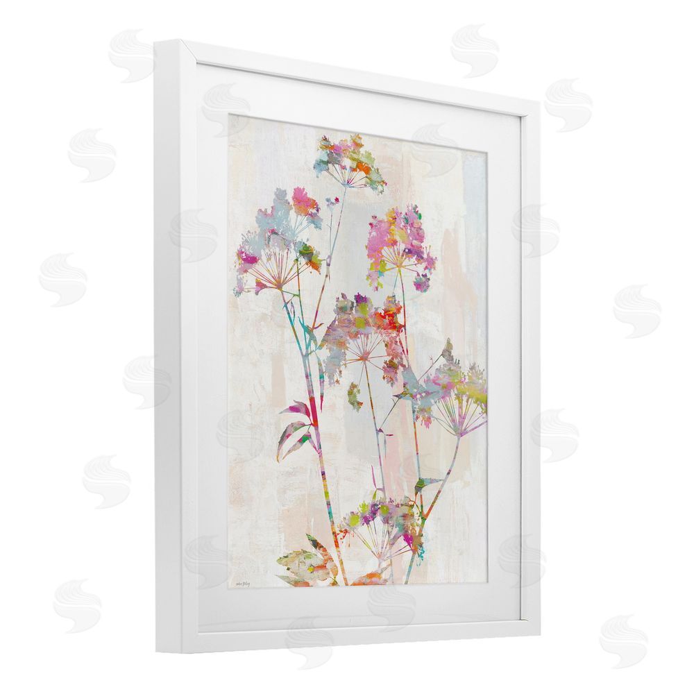Amber Sterling Kaleidoscopic Delicate Herbs White Framed Print Under Glass Wall Art