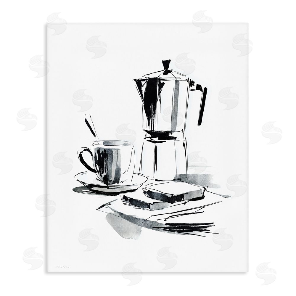 Svetlana Aleynikova Caffeine Dreams Moka Pot Stretched Canvas Wall Art Print