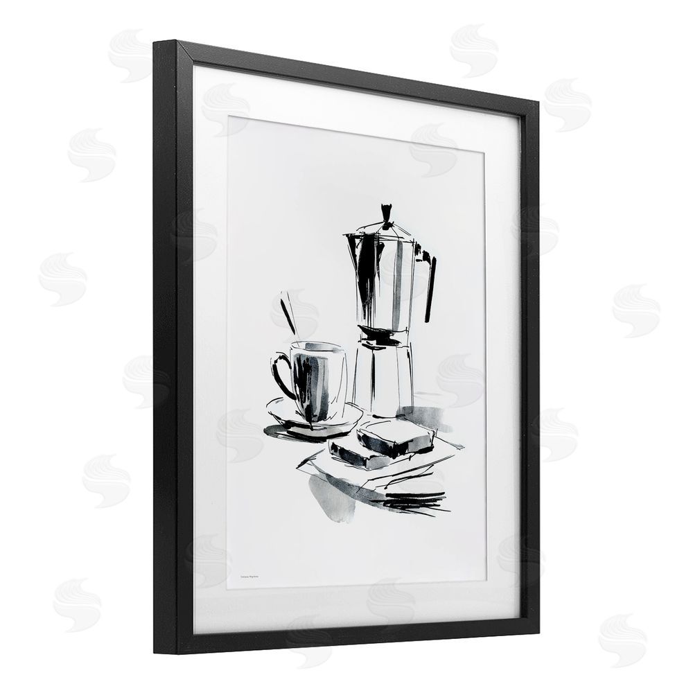 Svetlana Aleynikova Caffeine Dreams Moka Pot Black Framed Print Under Glass Wall Art