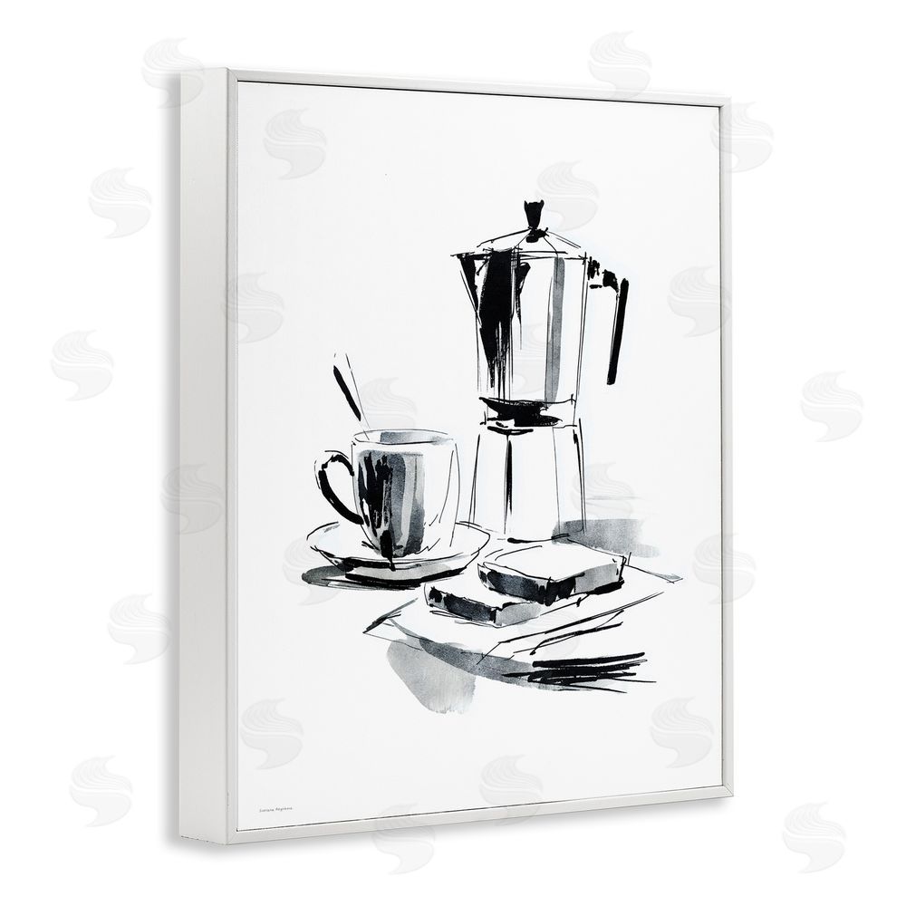Svetlana Aleynikova Caffeine Dreams Moka Pot White Framed Giclee Wall Art Print