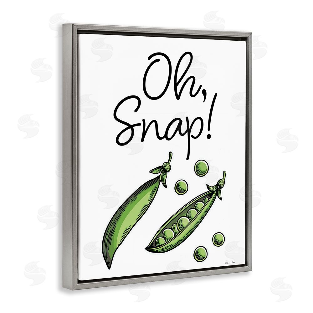 Susan Ball Oh Snap Peas Gray Floating Frame Canvas Wall Art Print