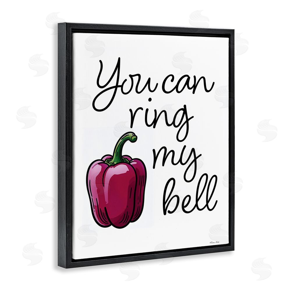 Susan Ball Ring My Bell Pepper Black Floating Frame Canvas Wall Art Print