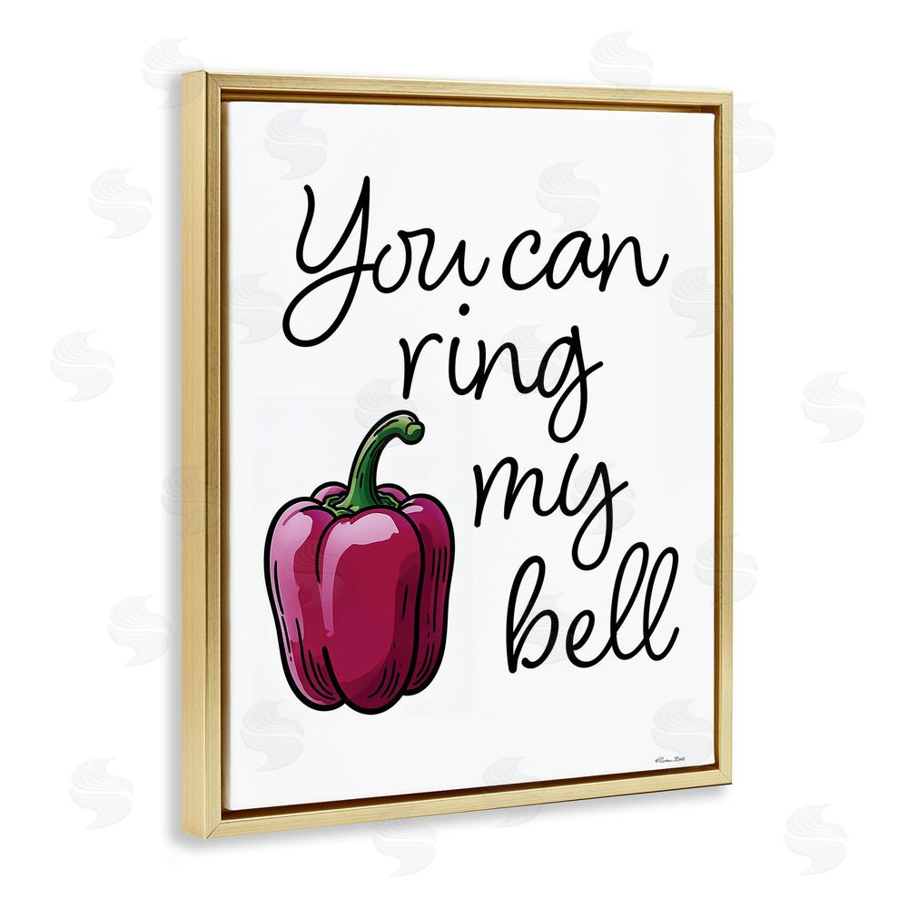 Susan Ball Ring My Bell Pepper Gold Floating Frame Canvas Wall Art Print