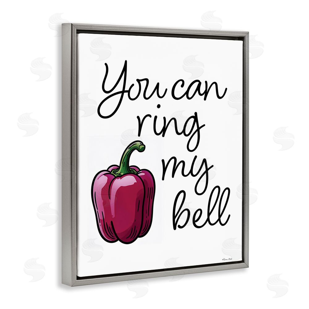 Susan Ball Ring My Bell Pepper Gray Floating Frame Canvas Wall Art Print