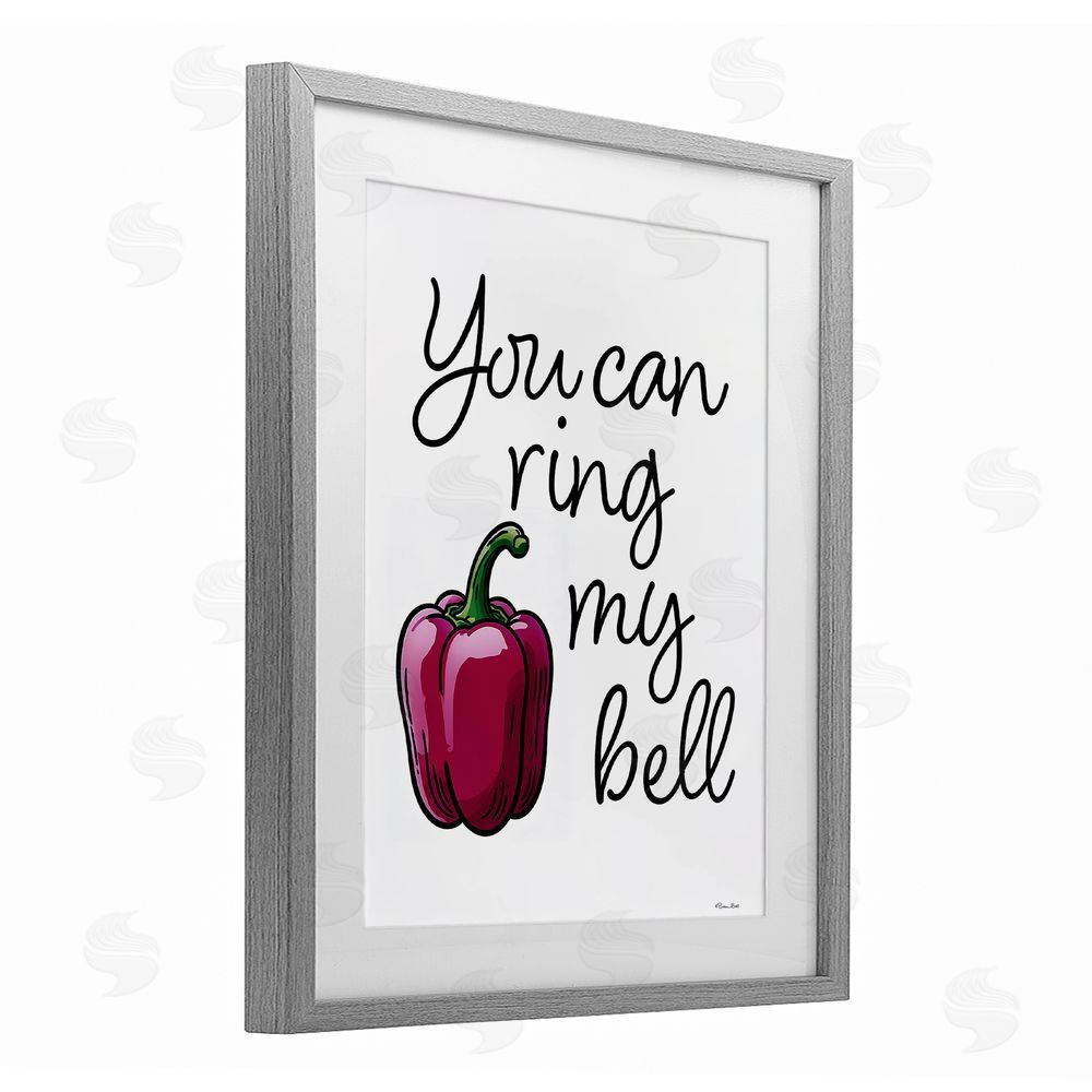 Susan Ball Ring My Bell Pepper Gray Framed Print Under Glass Wall Art