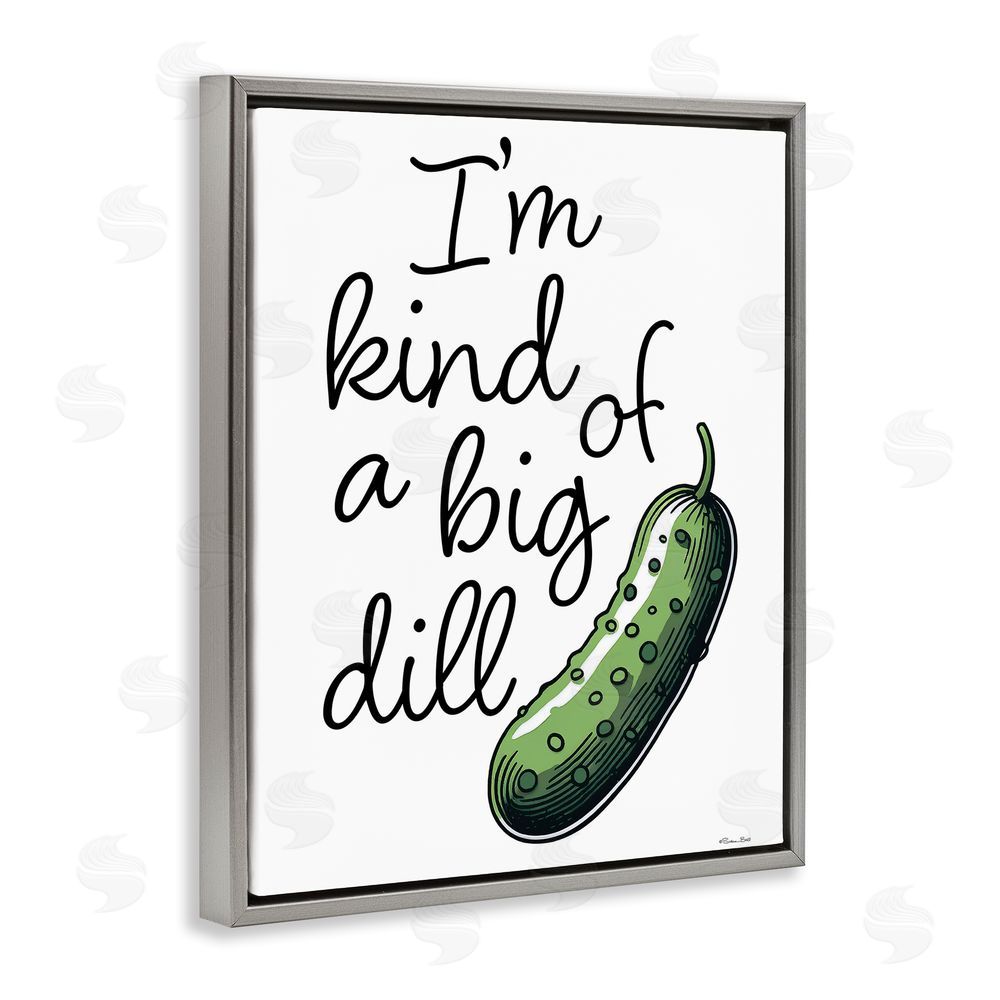Susan Ball Kind Of A Big Dill Pickle Gray Floating Frame Canvas Wall Art Print