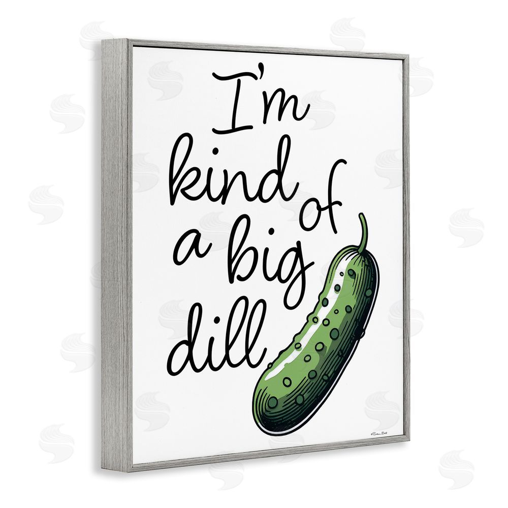 Susan Ball Kind Of A Big Dill Pickle Gray Framed Giclee Wall Art Print