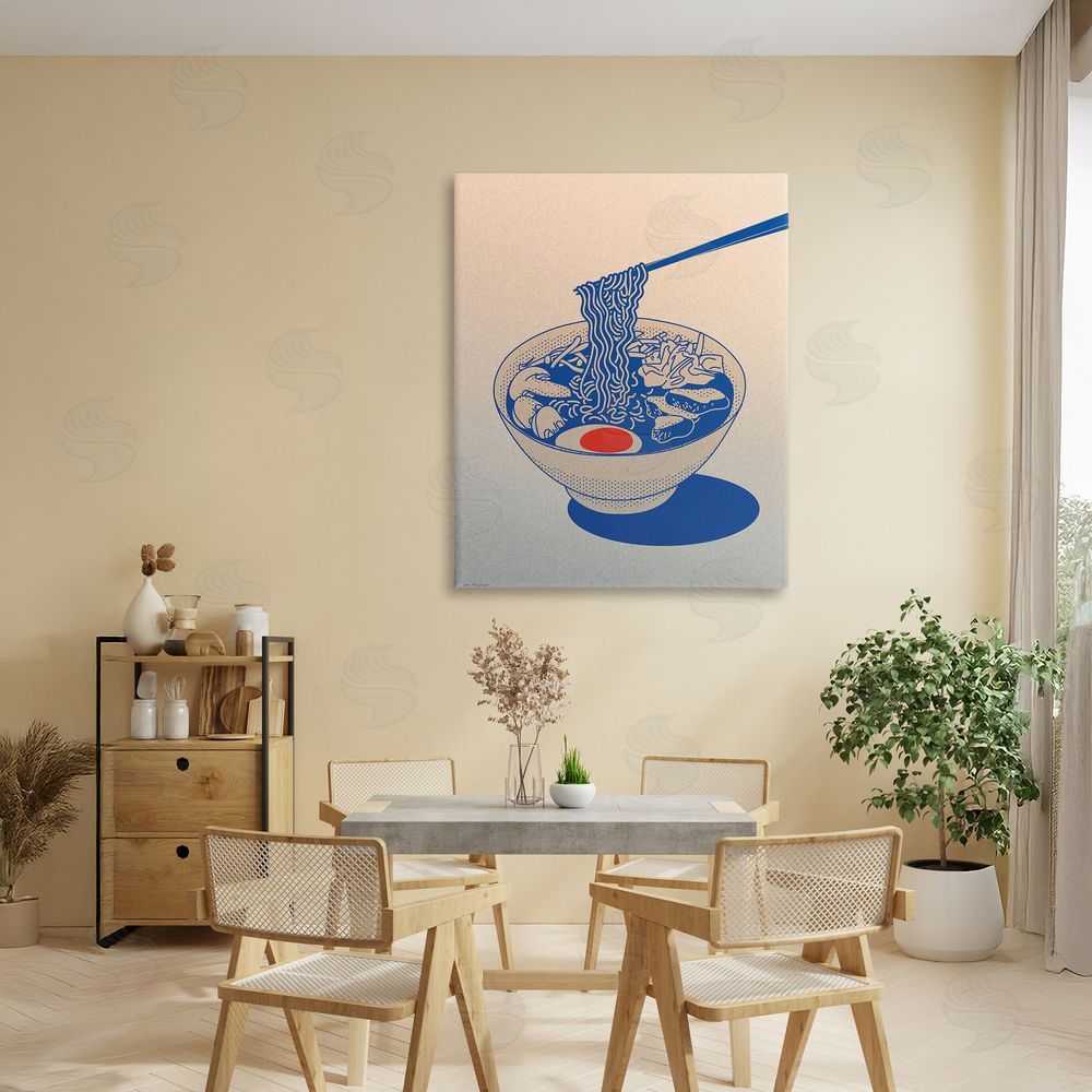 Seven Trees Design Ramen Noodle Bowl Gradient Stretched Canvas Wall Art Print in Room
