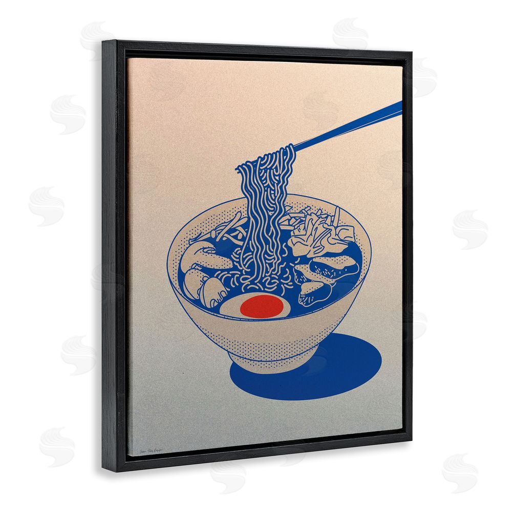 Seven Trees Design Ramen Noodle Bowl Gradient Black Floating Frame Canvas Wall Art Print