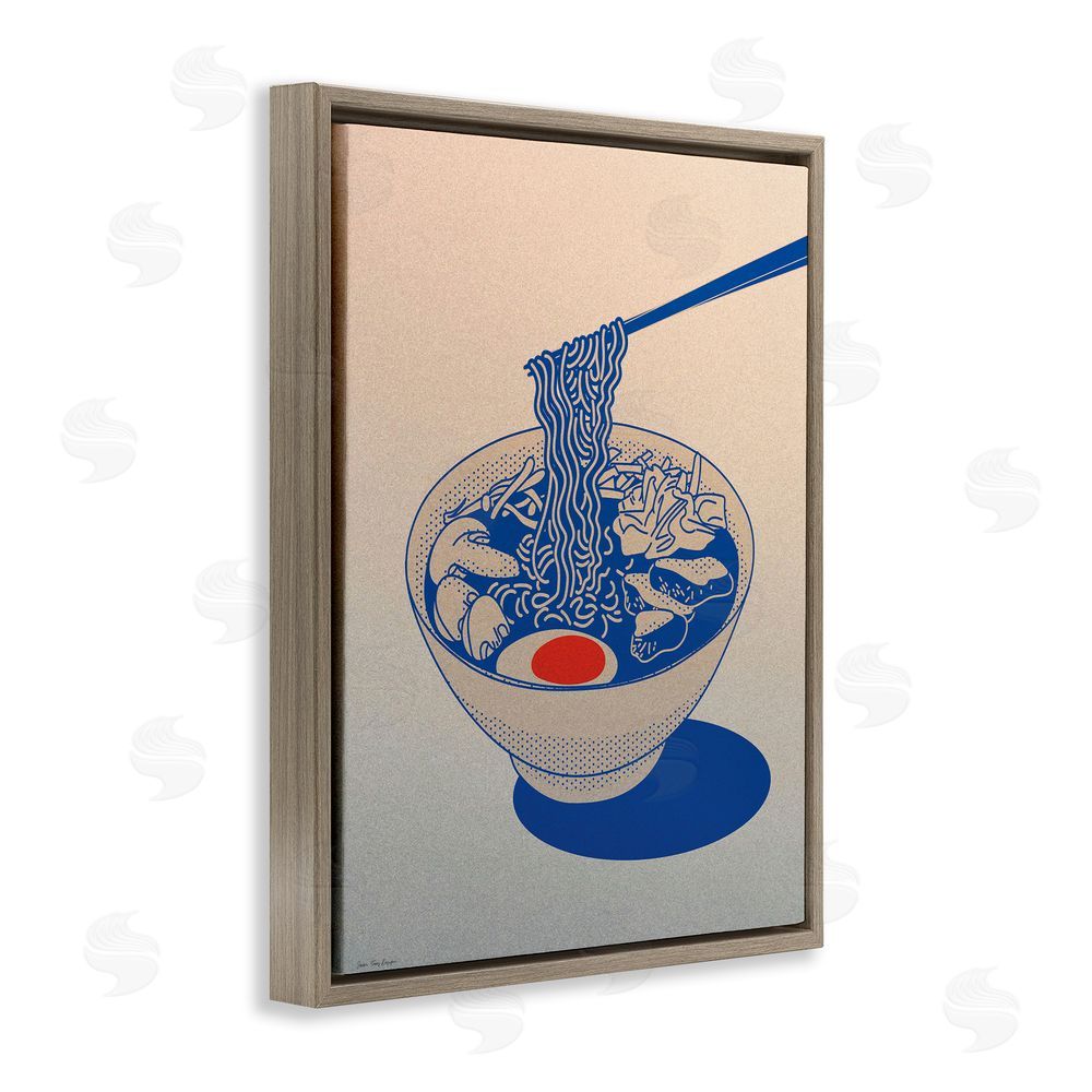 Seven Trees Design Ramen Noodle Bowl Gradient Brown Floating Frame Canvas Wall Art Print