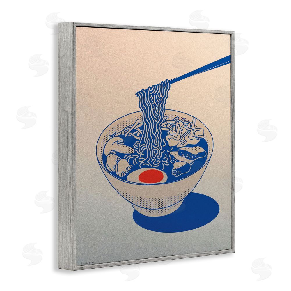 Seven Trees Design Ramen Noodle Bowl Gradient Gray Framed Giclee Print Wall Art