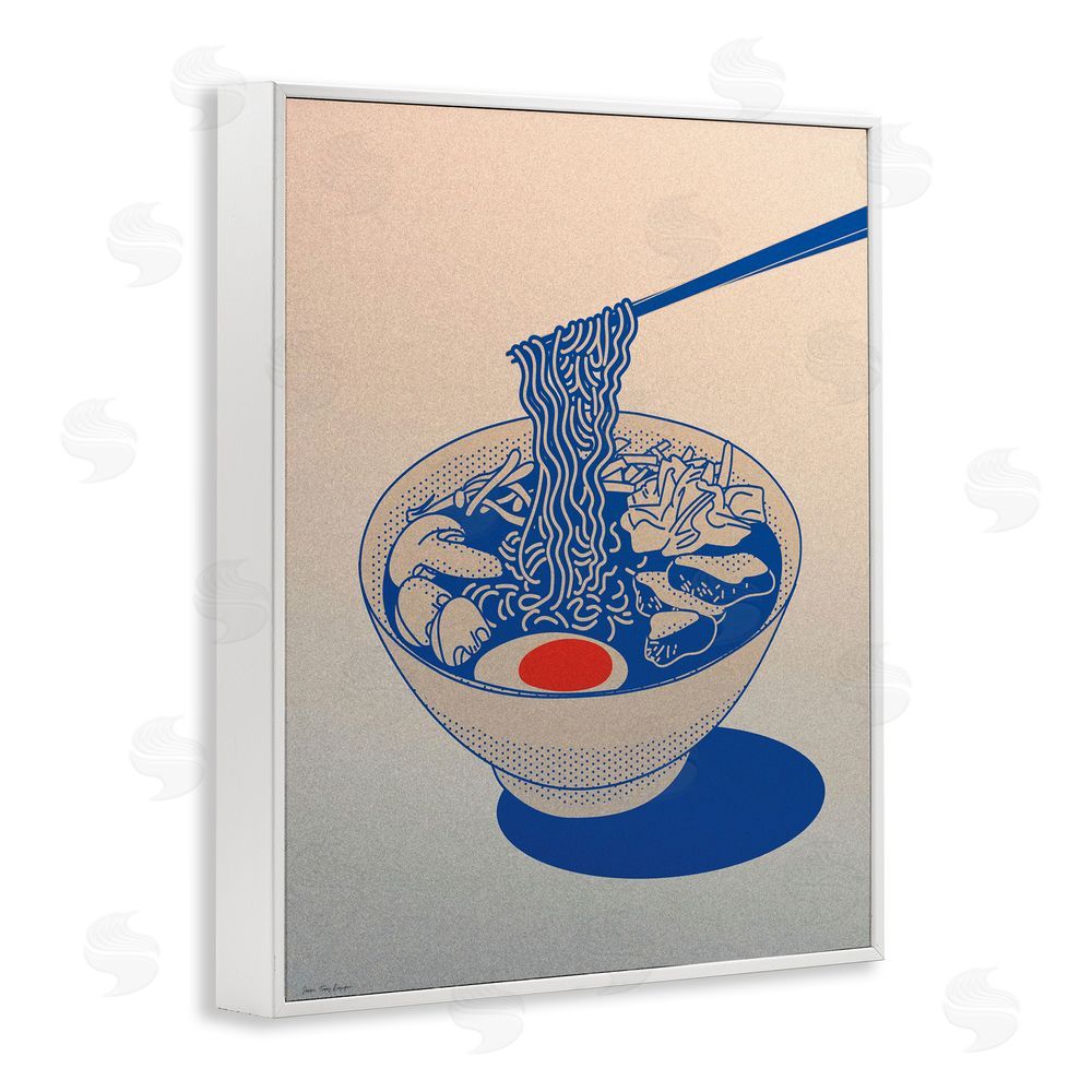 Seven Trees Design Ramen Noodle Bowl Gradient White Framed Giclee Print Wall Art
