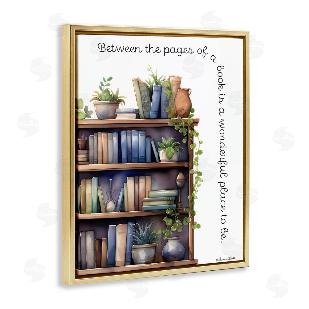Susan Ball Between The Pages Of A Book Gold Floating Frame Canvas Wall Art Print