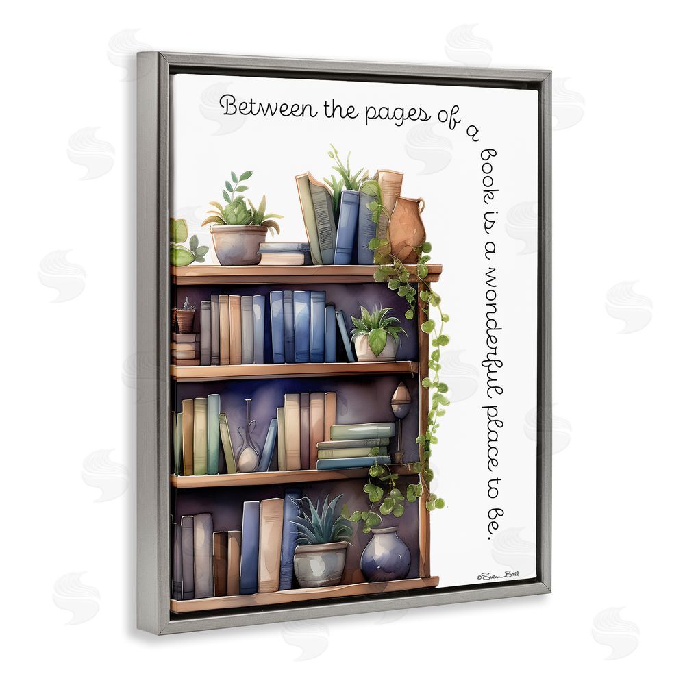 Susan Ball Between The Pages Of A Book Gray Floating Frame Canvas Wall Art Print