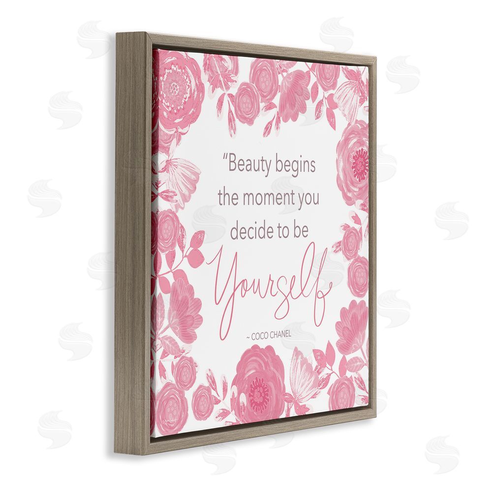 Annie LaPoint Be Yourself Famous Phrase Brown Floating Frame Canvas Wall Art Print