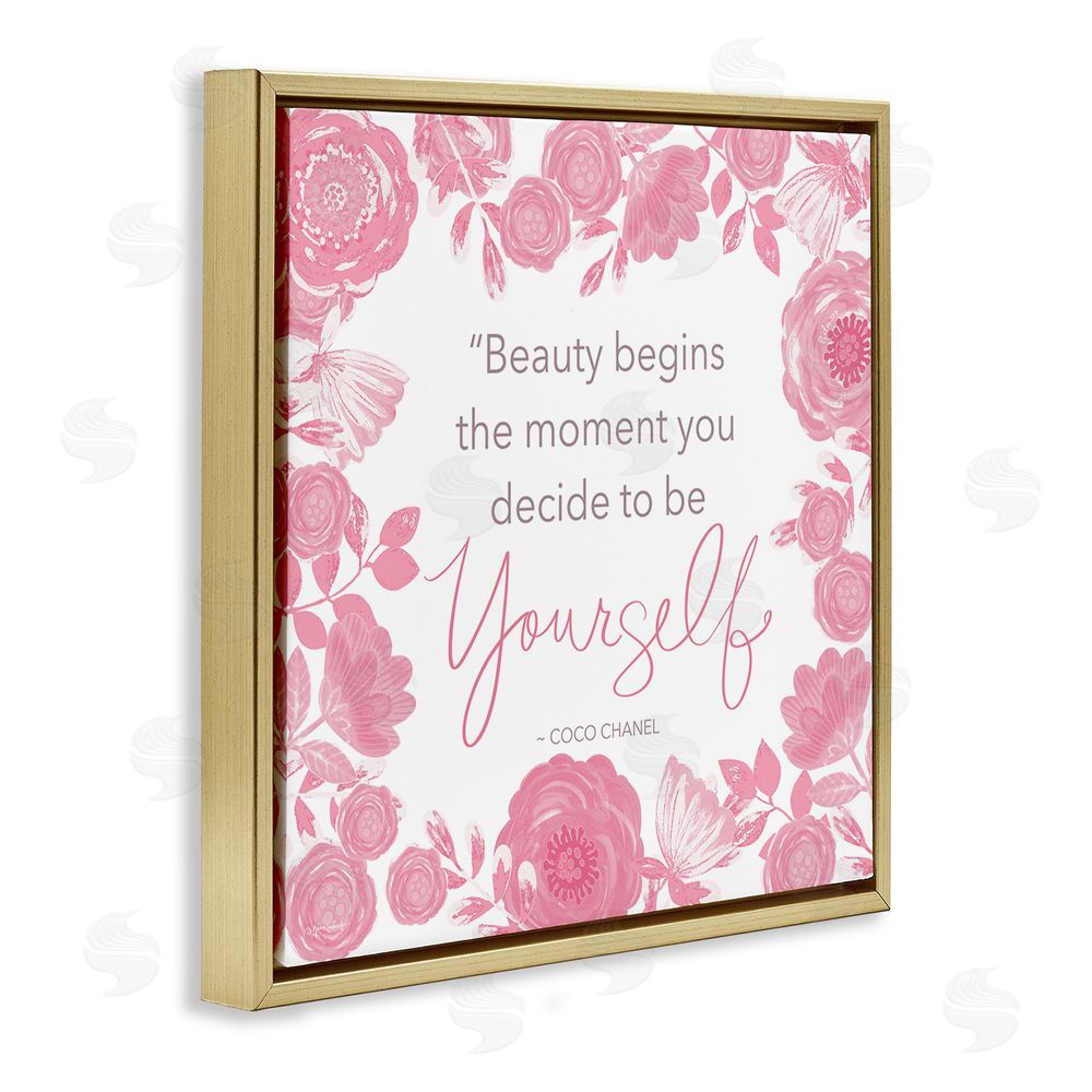 Annie LaPoint Be Yourself Famous Phrase Gold Floating Frame Canvas Wall Art Print