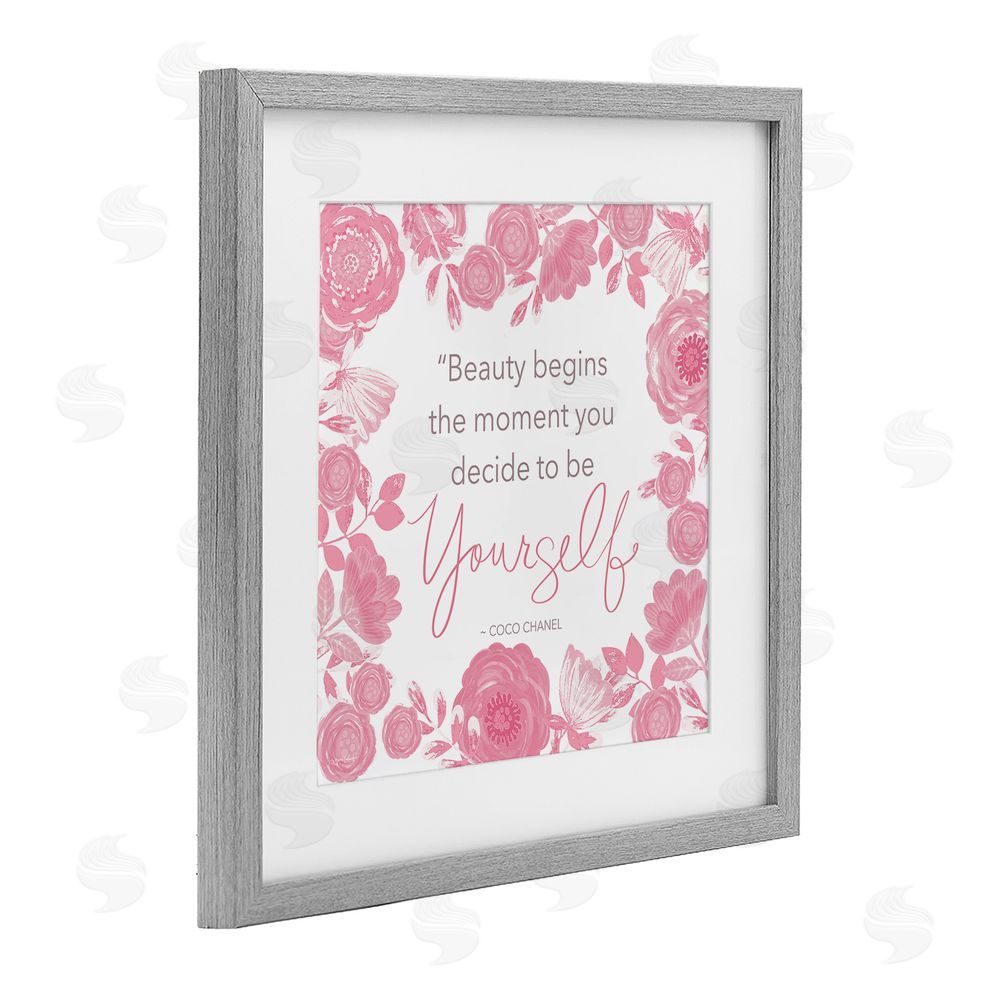 Annie LaPoint Be Yourself Famous Phrase Gray Framed Print Under Glass Wall Art