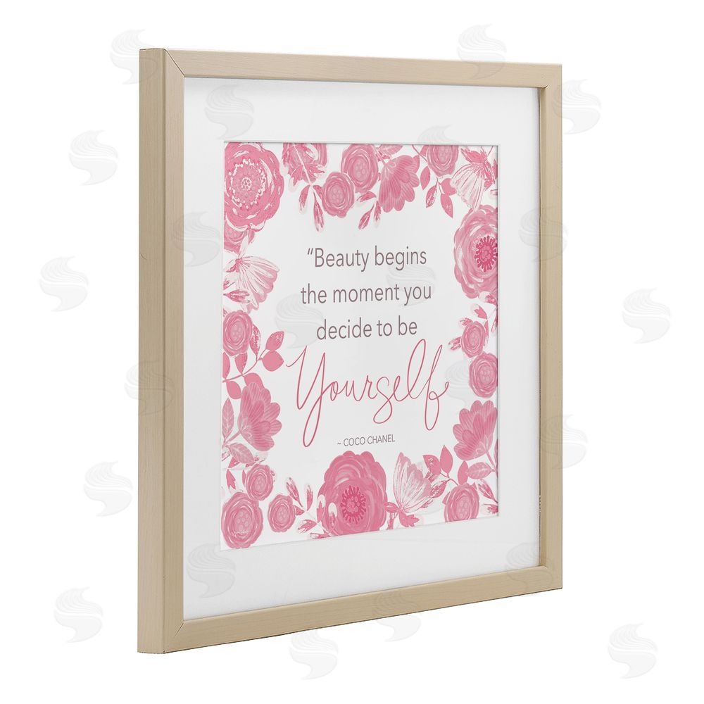 Annie LaPoint Be Yourself Famous Phrase Brown Framed Print Under Glass Wall Art