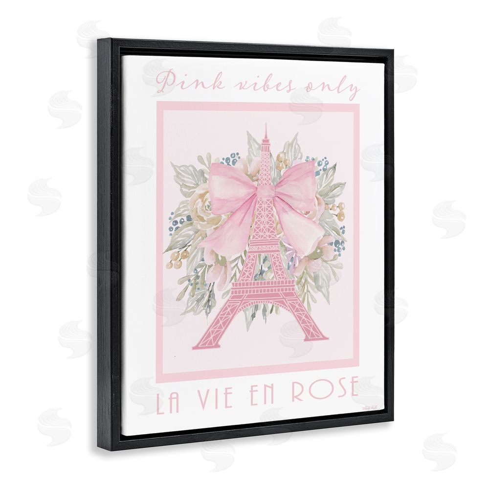 Cindy Jacobs Pink Vibes Only Paris Black Floating Frame Canvas Wall Art Print